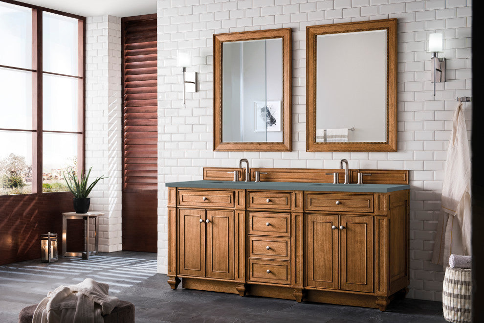 James Martin 157-V72-SBR-3CBL Bristol 72" Double Vanity Saddle Brown Quartz Top