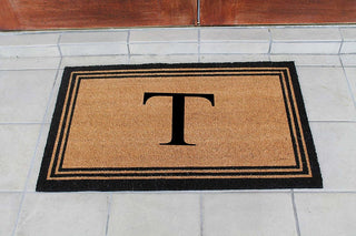 A1HC Black/Beige Coir Monogrammed Doormat 24"x39" , T