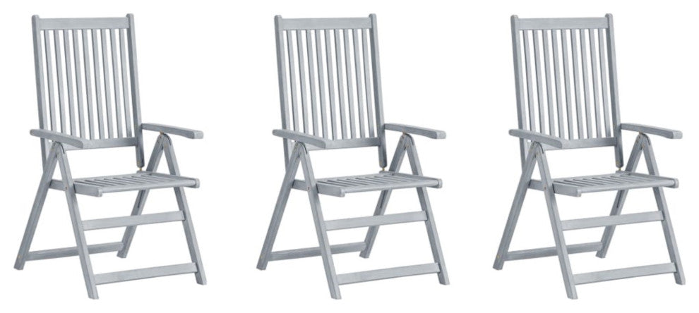Vidaxl Garden Reclining Chairs 3-Piece Set With Cushions Solid Acacia Wood