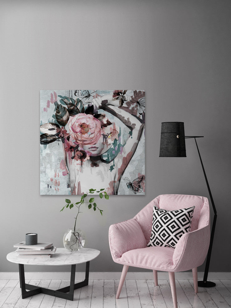 "Floral Crown Beauty II" Painting Print on Wrapped Canvas, 12"x12"