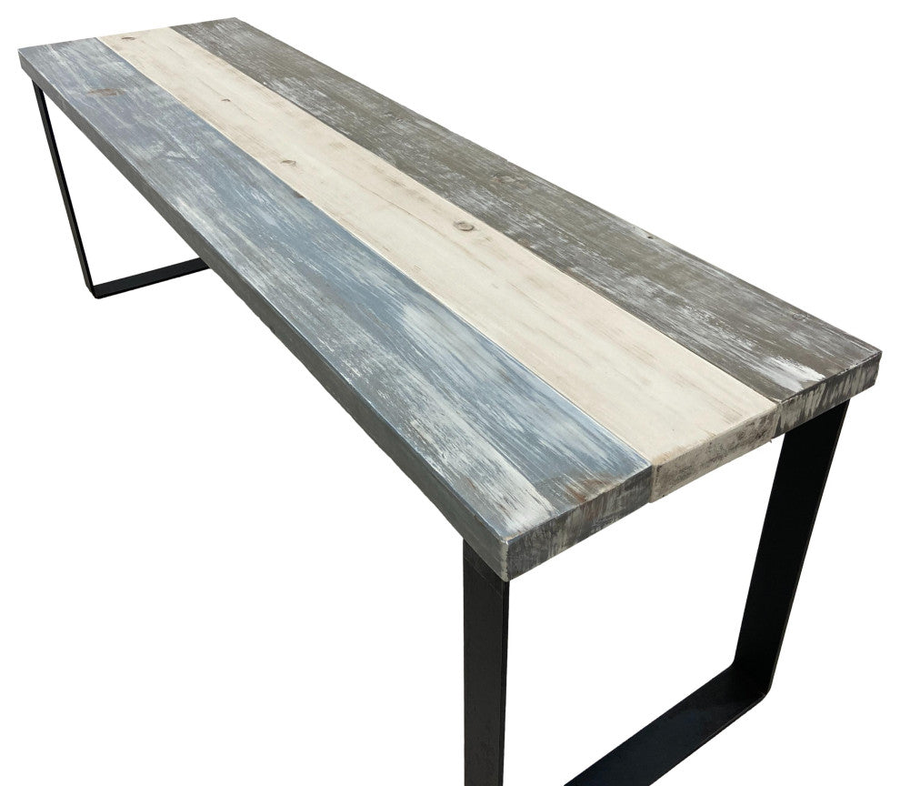 Bedroom or Entryway Bench, Heavy Duty Industrial Metal Legs, Farmhouse Mix, Length 74", Fits King Bed