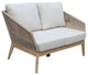 Benzara BM287760 Patio Sofa Fade Resistant Cushions, Rich Brown Acacia Wood