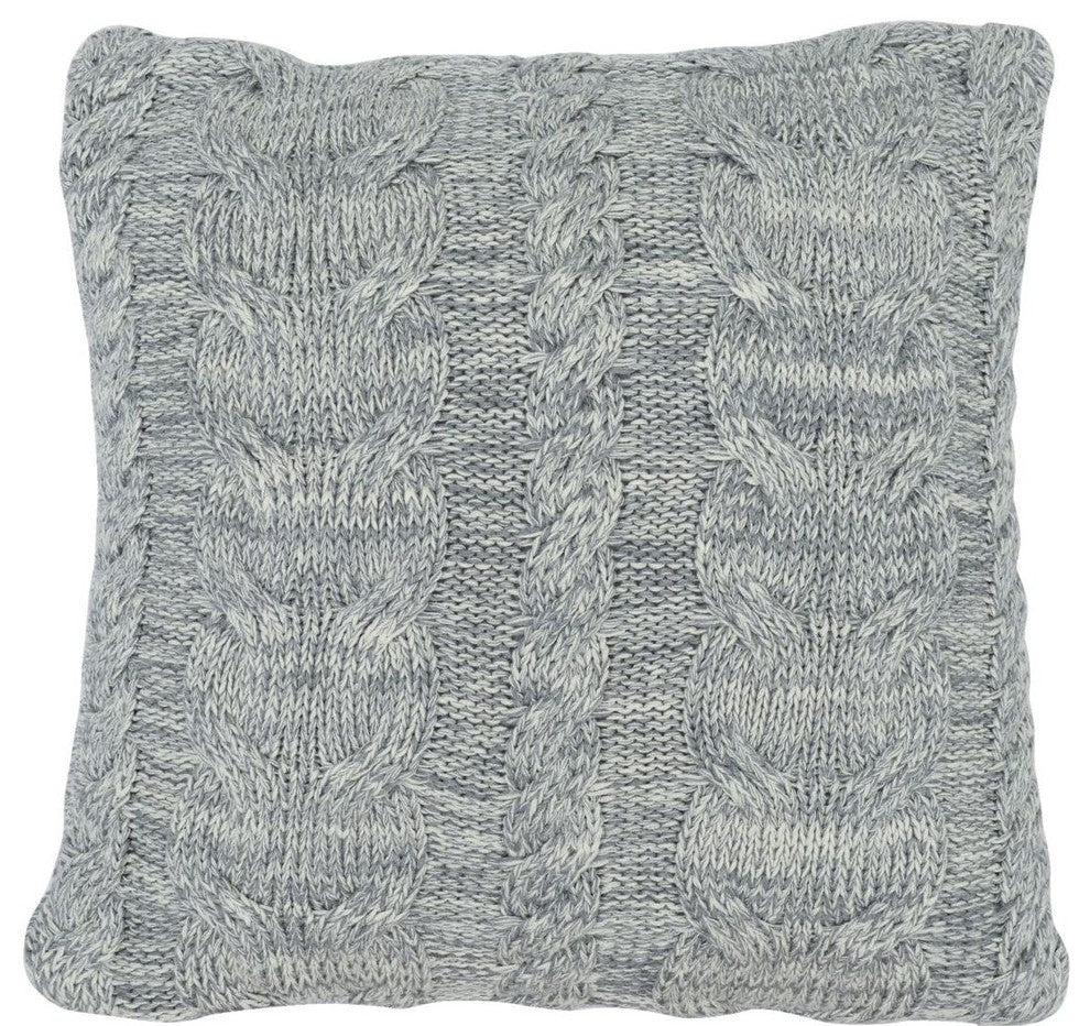 Chunky Braid Pillow, Med. Grey Melange and Natural Marled