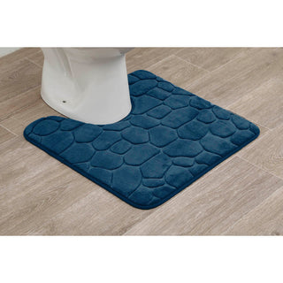 Bath Rug Memory Foam Mat 3D Pebble, Navy Blue, Contour Rug 20"x20"