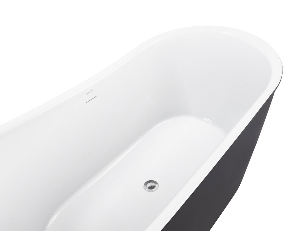 59" glossy Acrylic Flatbottom Oval Freestanding Non-Whirlpool Soaking Bath