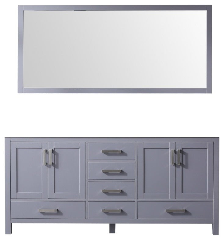 Jacques 72" Dark Gray Double Bathroom Vanity Cabinet, 70" Wall Mirror