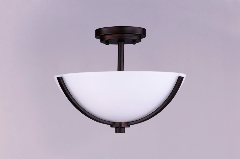 Maxim 20031 Deven 3 Light 14"W Semi-flush Bowl Ceiling Fixture - Satin Nickel /
