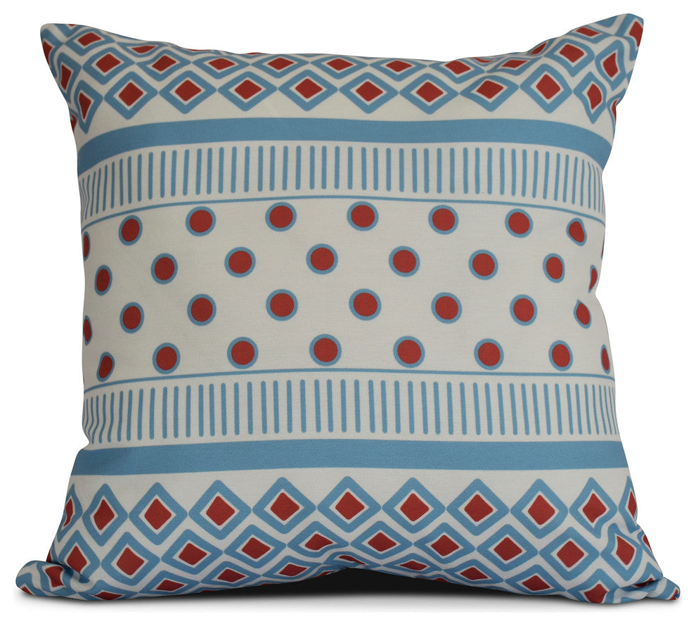 18x18", Geometric, Scrambled Prints Outdoor Pillow, Blue