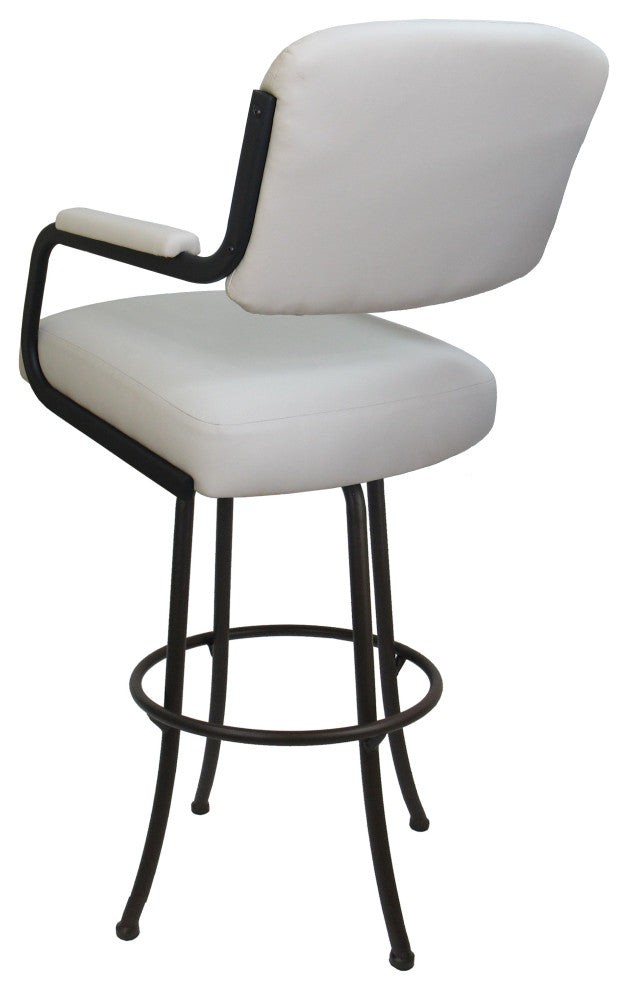 Swivel Counter Metal Bar Stool, Ocean Beige Vinyl, Brown, 34"