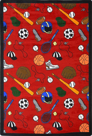 Games People Play Rug, Multi-Sport, 3'10"x5'4", Red