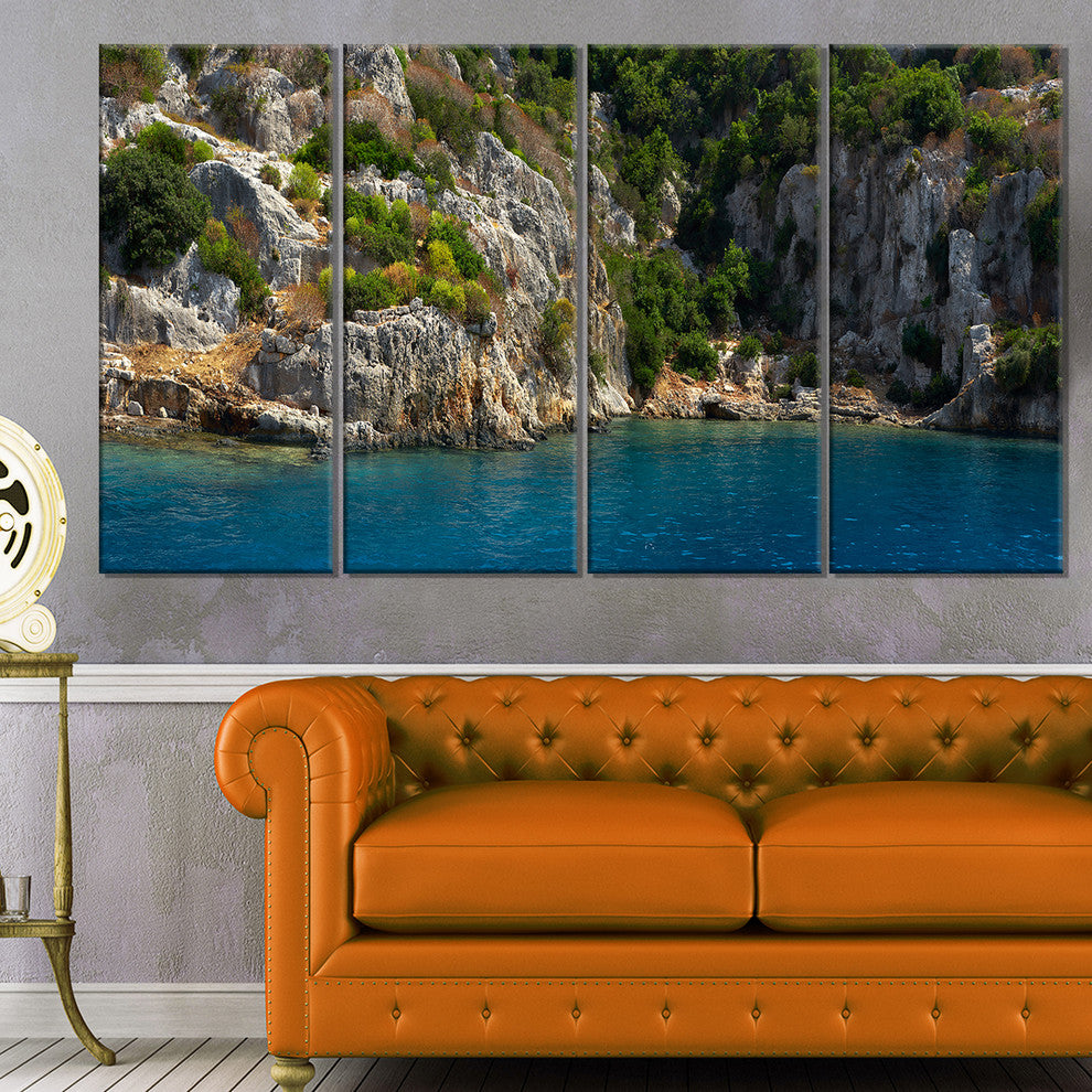 "Beautiful Turkey Tropical Beach" Landscape Print Wall Art, 4 Panels, 48"x28"