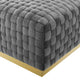 Accent Chair Ottoman, Square, Velvet, Gray, Modern, Lounge Hospitality
