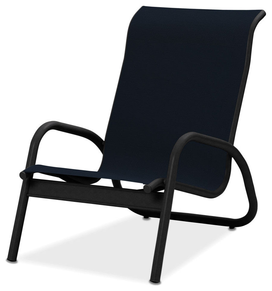 Gardenella Sling Stacking Poolside Chair, Textured Black, Navy
