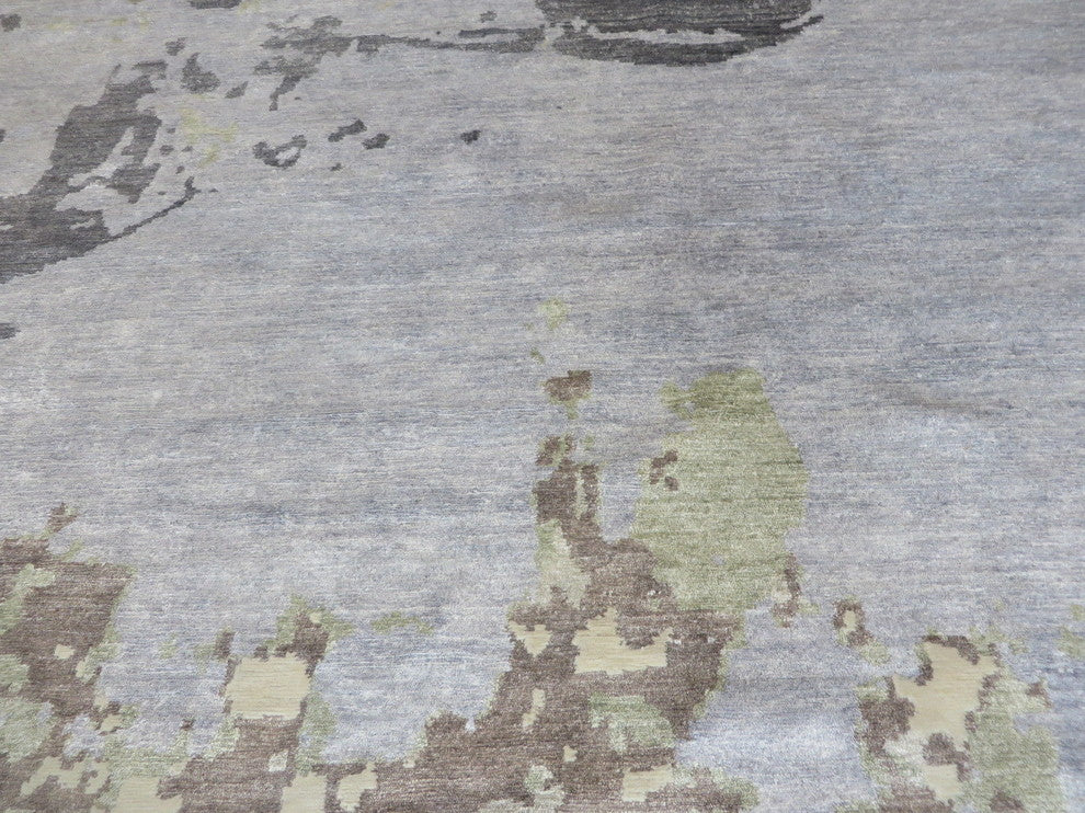 Hand Knotted Sky Blue Modern Abstract Tibetan Oriental Rug, 8x10