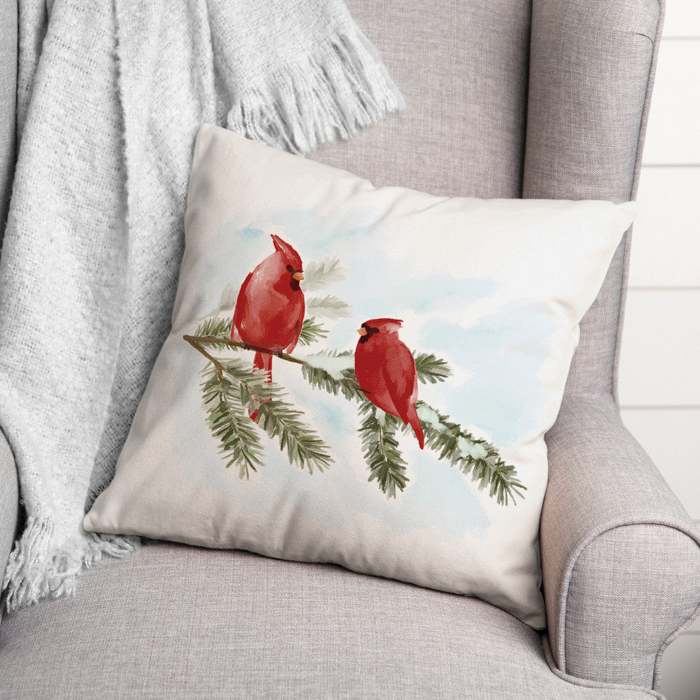 Two Cardinals Branch 2 18x18 Spun Poly Pillow