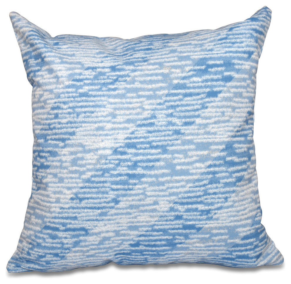 Marled Knit Stripe, Geometric Print Pillow, Blue, 18"x18"