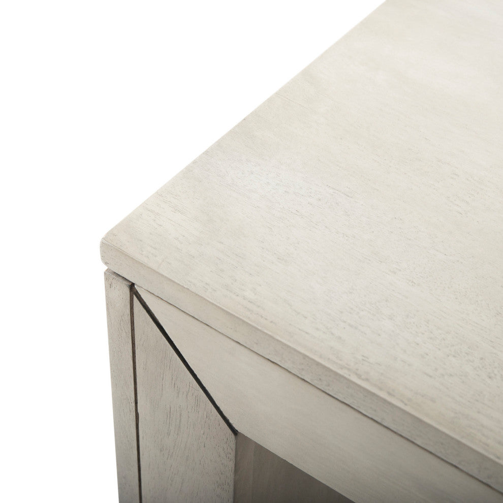 Hyde Farmhouse Acacia Wood Dining Bench, Light Gray Oak