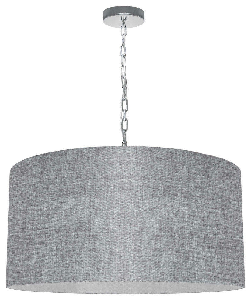 1 Light Large Braxton Polished Chrome Pendant w/ Grey/Clear Shade