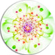 Perfect Glowing Fractal Flower In Green, Floral Disc Metal Artwork, 23"