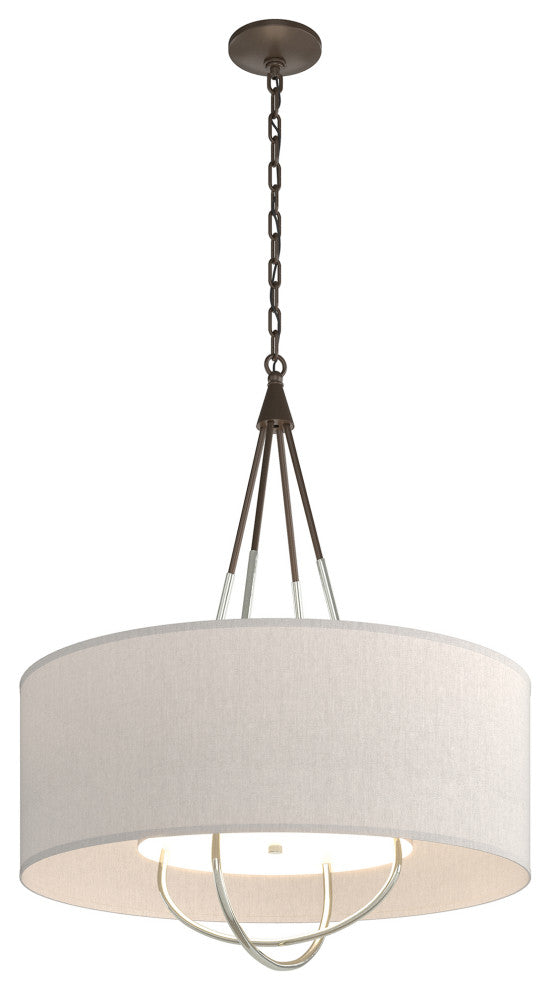 Loop Pendant, Bronze Finish, Sterling Accents, Flax Shade