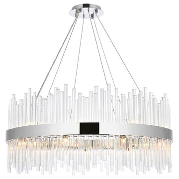 Elegant Lighting 3000D36C Dallas 36" Round Crystal Pendant, Chrome