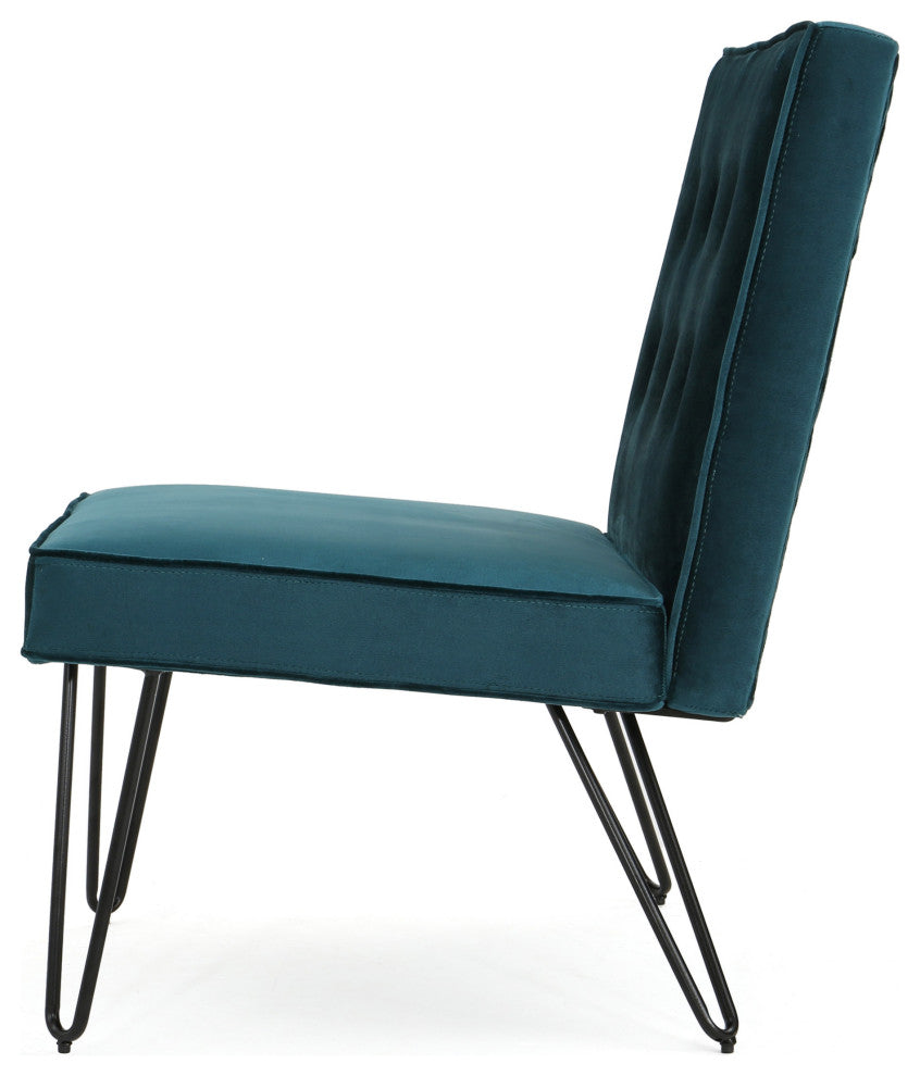 GDF Studio DuSoleil Velvet Modern Armless Chair, Teal