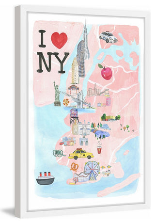 "I Love NY Site Map" Framed Painting Print, 24x36
