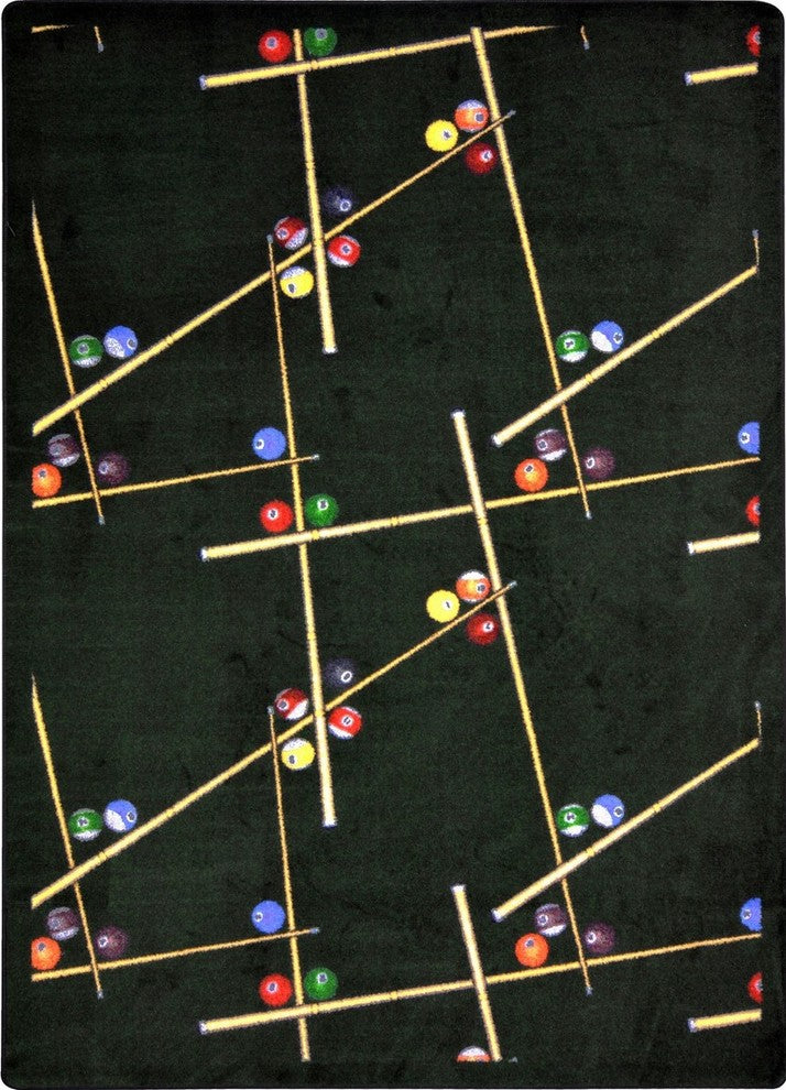 Games People Play Rug, Snookered, 5'4"x7'8", Emerald