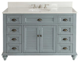 Glennville 49" Cottage Bathroom Vanity Cabinet Set In Light Blue