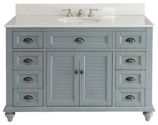 Glennville 49" Cottage Bathroom Vanity Cabinet Set In Light Blue