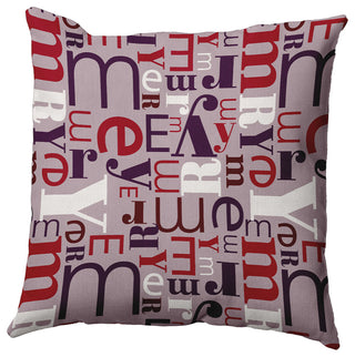 Plum Frosting Colored Crazy Merry Christmas Polyester Throw Pillow, 26"x26"