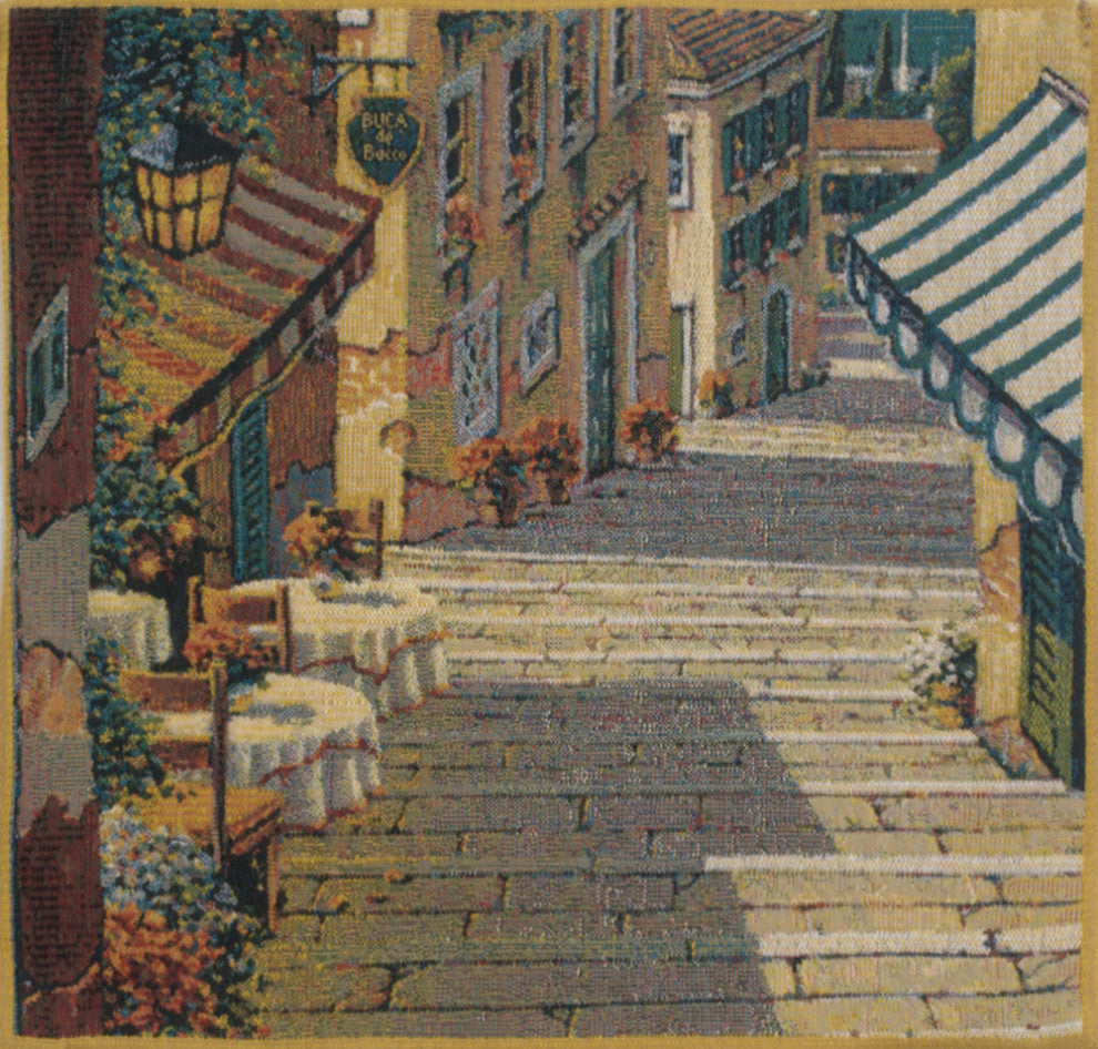 Bellagio Village Two Tables Decorative Couch Pillow Cover