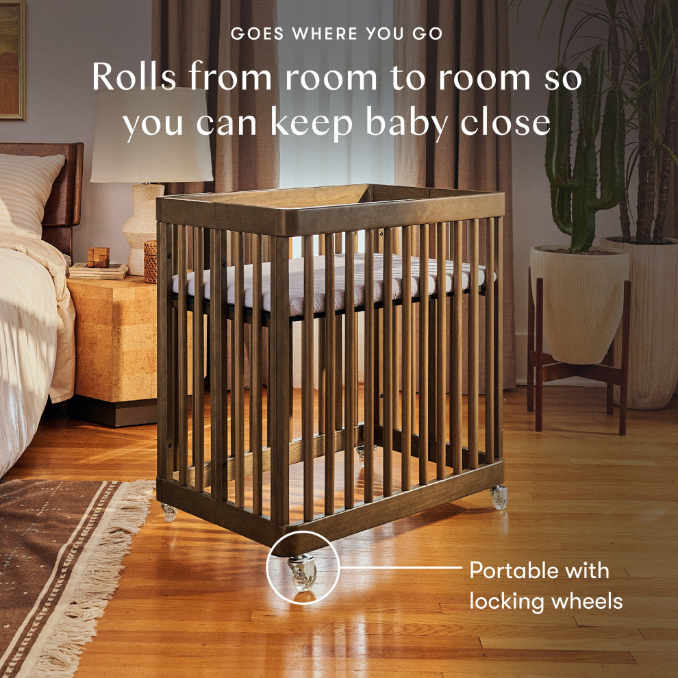 Pogo 8-in-1 Convertible Crib With All-Stages Conversion Kits, Natural Walnut