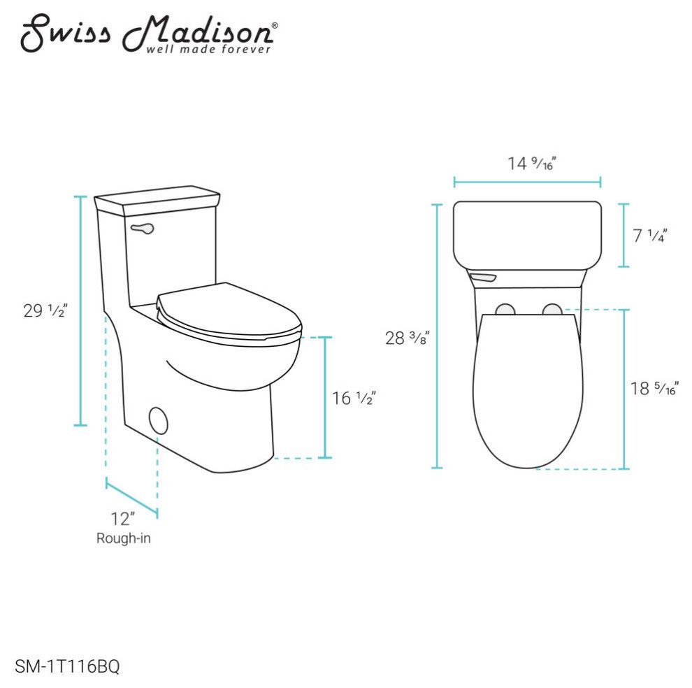 Classe One Piece Toilet with Front Flush Handle 1.28gpf, Bisque