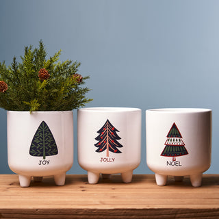 Footed Pine Tree Planter, Set of 3