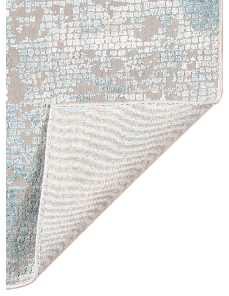 Haleena Davies Gray/Blue Polyester Blend Area Rug, 4'1"x6'