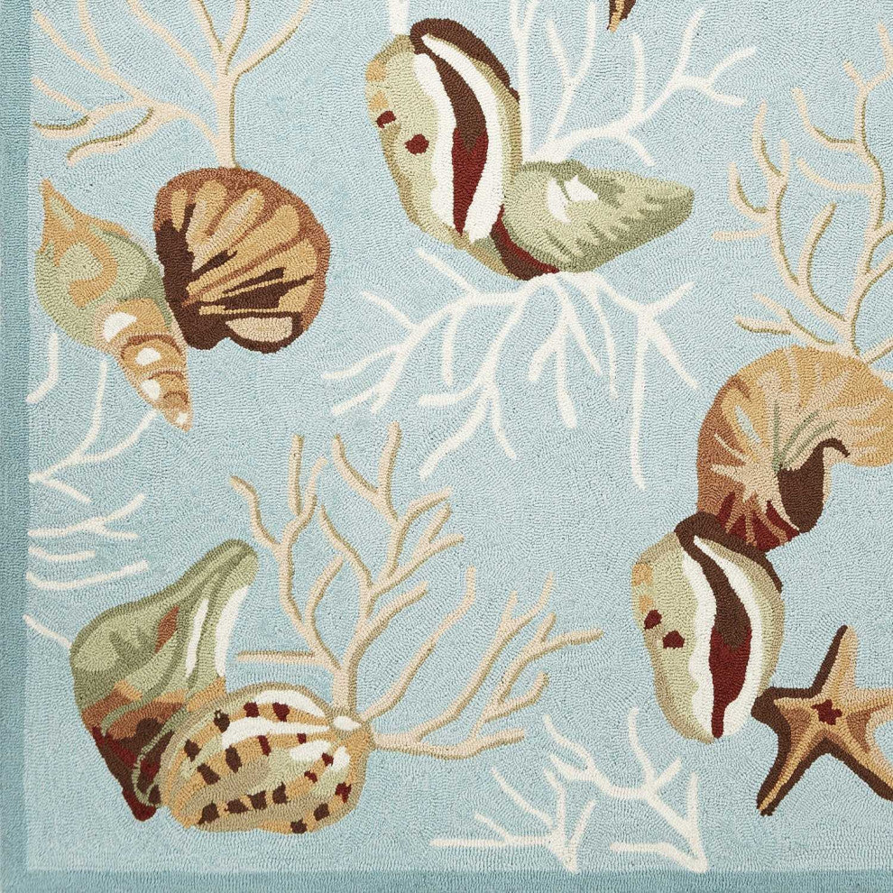 HomeRoots 7' x 9' Polyester Blue Area Rug