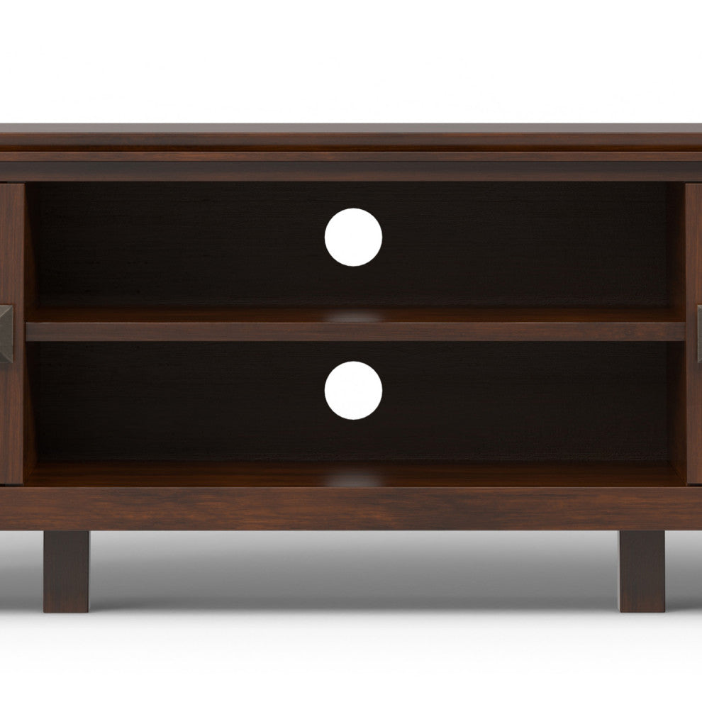 Artisan Solid Wood 72" Low TV Media Stand For TVs up to 80", Russet Brown