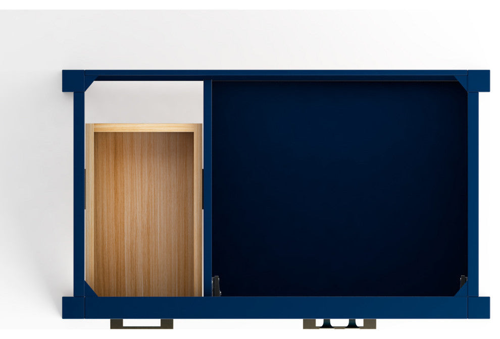 CastelloUSA Yamyam 35" Right Offset Single Vanity, Base Only, Blue, Gold Handles