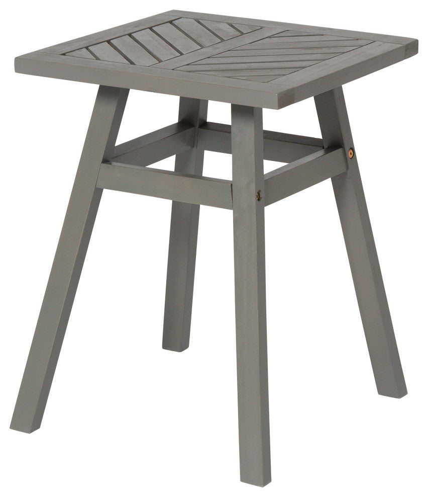 Vincent Outdoor Chevron Side Table - Grey Wash