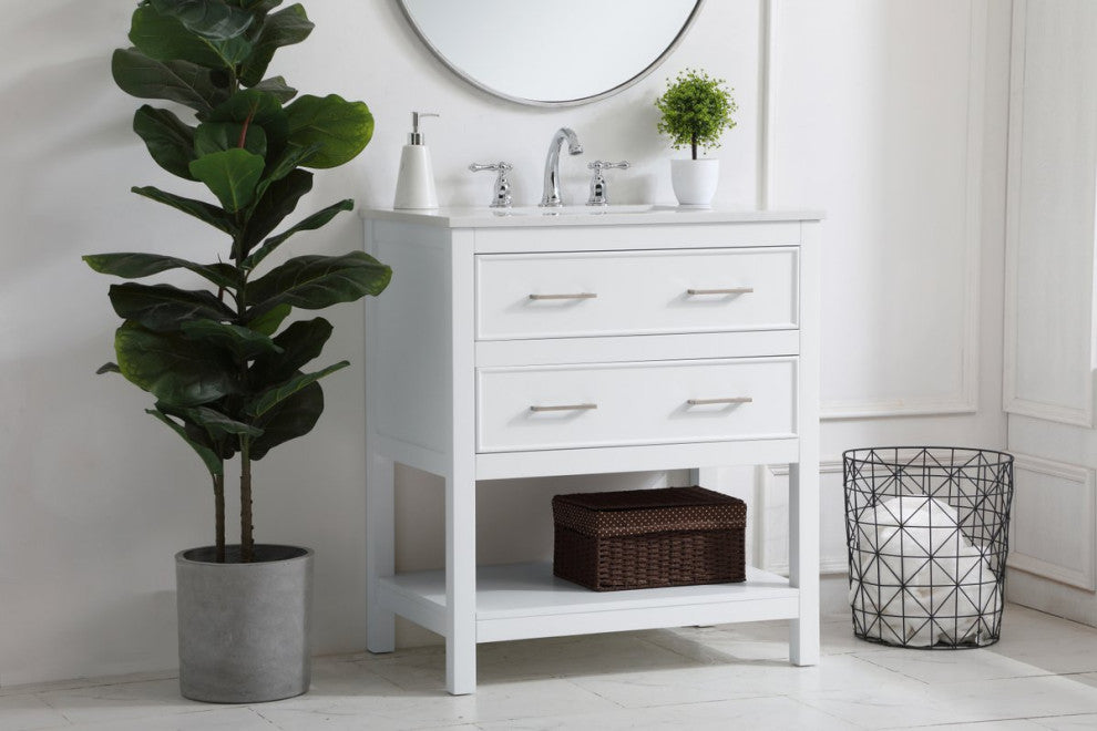 Elegant VF19030WH 30"Single Bathroom Vanity, White