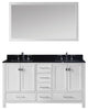 Virtu Caroline Avenue 60" Double Bathroom Vanity, White, Faucet and Mirror