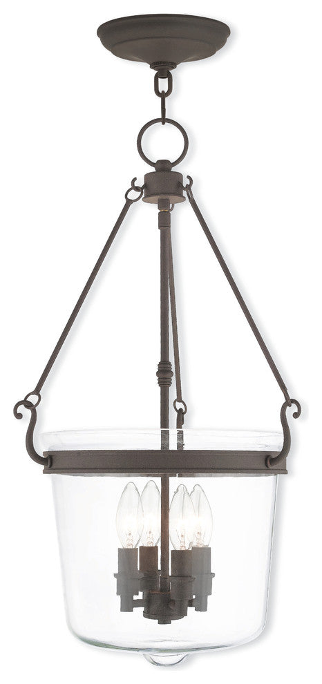 Pendant With Handcrafted Clear Glass, Bronze