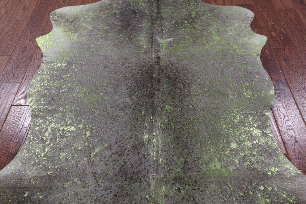 Green Metallic Cowhide Rug 6' 6" X 5' 1" C2119