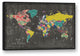 Colorful World Map Canvas Wall Art, 32"x48", Framed