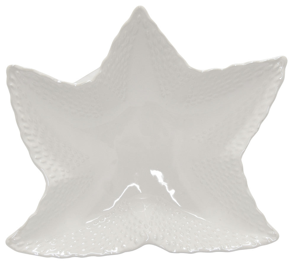 Plutus Brands Ceramic Shell Plate, White Porcelain