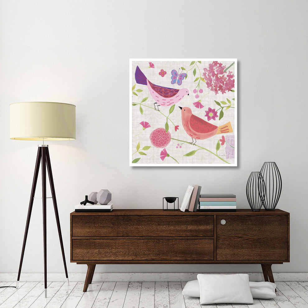 "Damask Floral and Bird IV" Digital Paper Print by Farida Zaman, 42"x42"