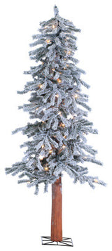 5Ft. Pre-Lit Flocked Alpine Tree With 100 clear lights