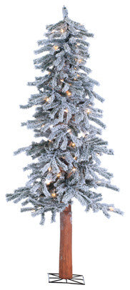 5Ft. Pre-Lit Flocked Alpine Tree With 100 clear lights