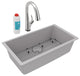 Quartz Classic 33" Single Bowl Undermount Sink Kit With Filtered Faucet, Greysto